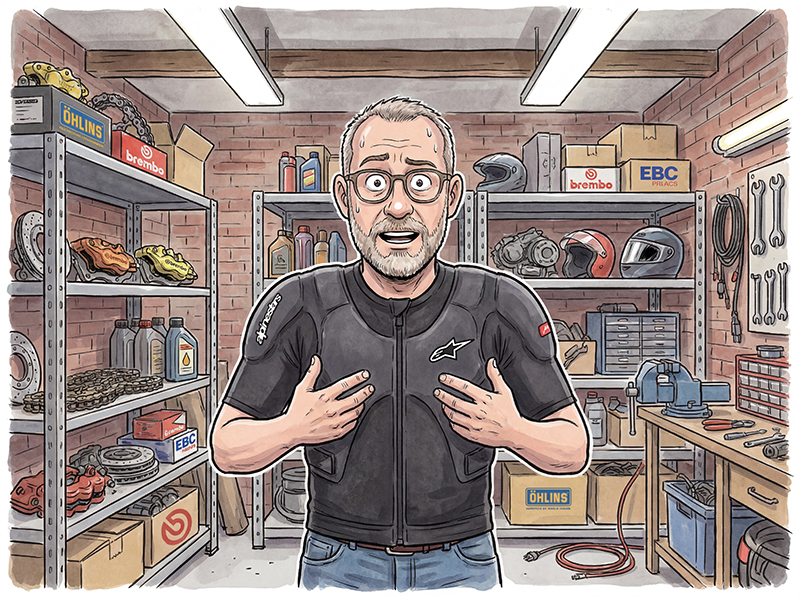 Illustration of man wearing airbag vest